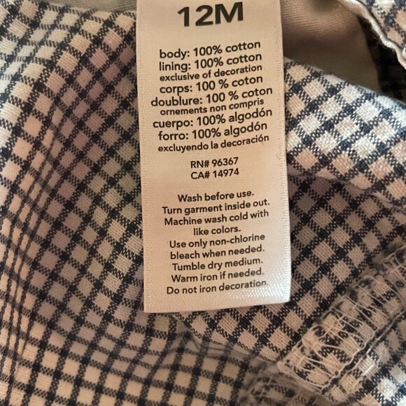 Oshkosh Bgosh Gingham Check Cotton Baby Overalls 12M Classic Unisex Design - Picture 5 of 6